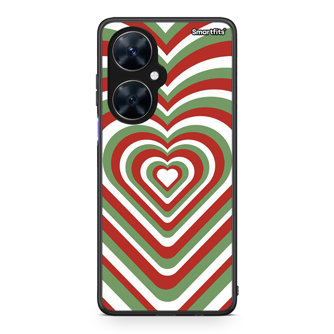 Huawei Nova 11i Christmas Hearts θήκη από τη Smartfits με σχέδιο στο πίσω μέρος και μαύρο περίβλημα | Smartphone case with colorful back and black bezels by Smartfits