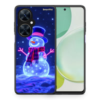 Thumbnail for Θήκη Huawei Nova 11i Christmas Neon Snowman από τη Smartfits με σχέδιο στο πίσω μέρος και μαύρο περίβλημα | Huawei Nova 11i Christmas Neon Snowman case with colorful back and black bezels