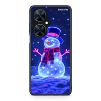 Thumbnail for Huawei Nova 11i Christmas Neon Snowman θήκη από τη Smartfits με σχέδιο στο πίσω μέρος και μαύρο περίβλημα | Smartphone case with colorful back and black bezels by Smartfits