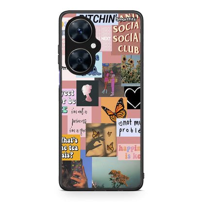 Huawei Nova 11i Collage Bitchin Θήκη Αγίου Βαλεντίνου από τη Smartfits με σχέδιο στο πίσω μέρος και μαύρο περίβλημα | Smartphone case with colorful back and black bezels by Smartfits