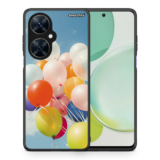 Θήκη Huawei Nova 11i Colorful Balloons από τη Smartfits με σχέδιο στο πίσω μέρος και μαύρο περίβλημα | Huawei Nova 11i Colorful Balloons case with colorful back and black bezels