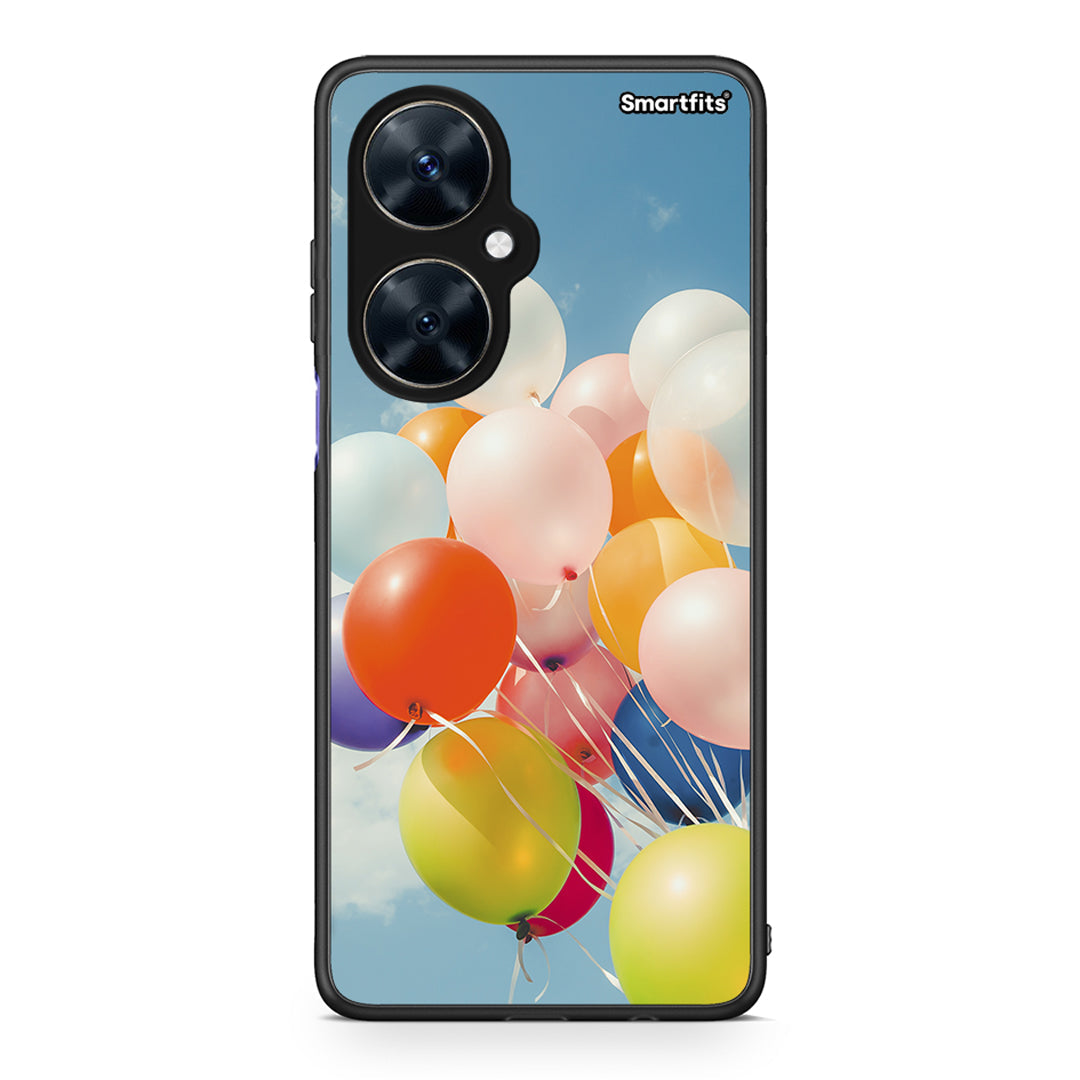Huawei Nova 11i Colorful Balloons θήκη από τη Smartfits με σχέδιο στο πίσω μέρος και μαύρο περίβλημα | Smartphone case with colorful back and black bezels by Smartfits