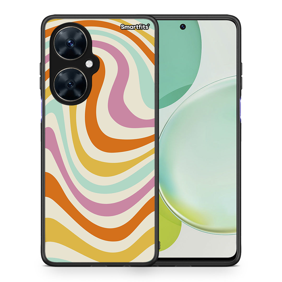 Θήκη Huawei Nova 11i Colourful Waves από τη Smartfits με σχέδιο στο πίσω μέρος και μαύρο περίβλημα | Huawei Nova 11i Colourful Waves case with colorful back and black bezels