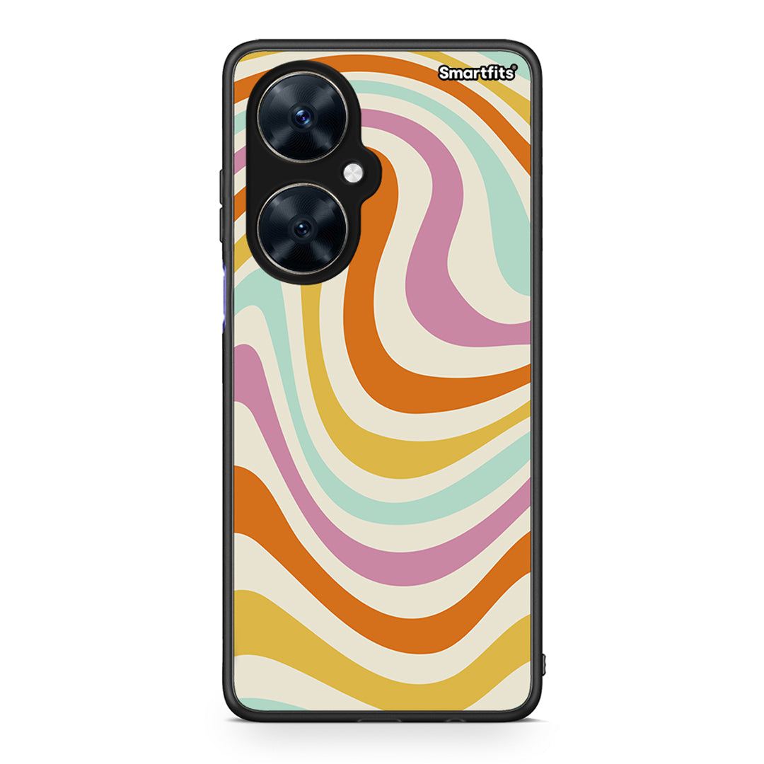 Huawei Nova 11i Colourful Waves θήκη από τη Smartfits με σχέδιο στο πίσω μέρος και μαύρο περίβλημα | Smartphone case with colorful back and black bezels by Smartfits