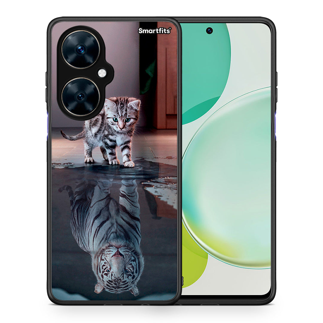 Θήκη Huawei Nova 11i Tiger Cute από τη Smartfits με σχέδιο στο πίσω μέρος και μαύρο περίβλημα | Huawei Nova 11i Tiger Cute case with colorful back and black bezels