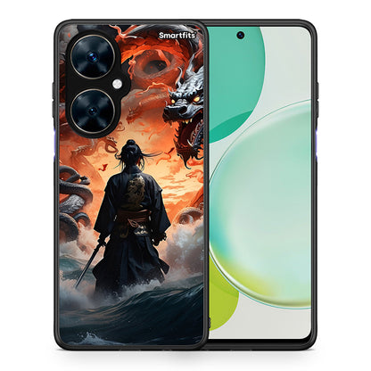 Θήκη Huawei Nova 11i Dragons Fight από τη Smartfits με σχέδιο στο πίσω μέρος και μαύρο περίβλημα | Huawei Nova 11i Dragons Fight case with colorful back and black bezels