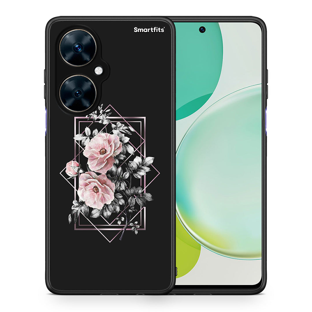 Θήκη Huawei Nova 11i Frame Flower από τη Smartfits με σχέδιο στο πίσω μέρος και μαύρο περίβλημα | Huawei Nova 11i Frame Flower case with colorful back and black bezels