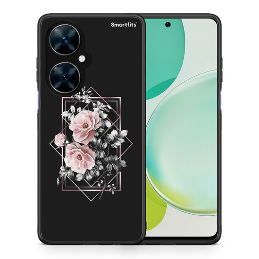 Θήκη Huawei Nova 11i Frame Flower από τη Smartfits με σχέδιο στο πίσω μέρος και μαύρο περίβλημα | Huawei Nova 11i Frame Flower case with colorful back and black bezels