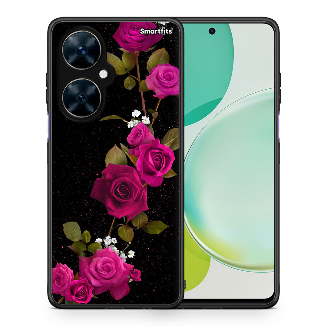Θήκη Huawei Nova 11i Red Roses Flower από τη Smartfits με σχέδιο στο πίσω μέρος και μαύρο περίβλημα | Huawei Nova 11i Red Roses Flower case with colorful back and black bezels