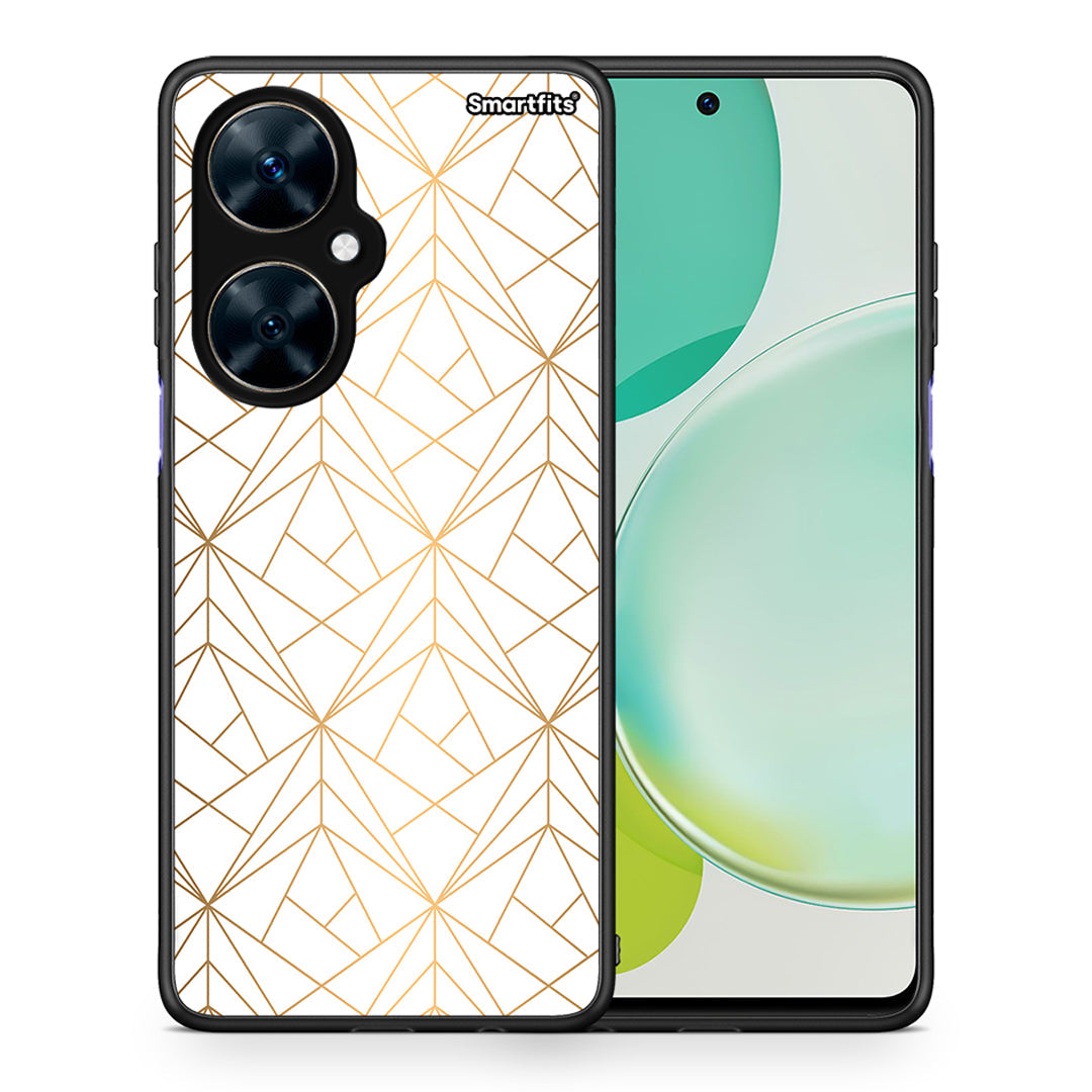 Θήκη Huawei Nova 11i Luxury White Geometric από τη Smartfits με σχέδιο στο πίσω μέρος και μαύρο περίβλημα | Huawei Nova 11i Luxury White Geometric case with colorful back and black bezels