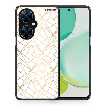 Θήκη Huawei Nova 11i Luxury White Geometric από τη Smartfits με σχέδιο στο πίσω μέρος και μαύρο περίβλημα | Huawei Nova 11i Luxury White Geometric case with colorful back and black bezels