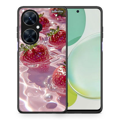 Θήκη Huawei Nova 11i Juicy Strawberries από τη Smartfits με σχέδιο στο πίσω μέρος και μαύρο περίβλημα | Huawei Nova 11i Juicy Strawberries case with colorful back and black bezels