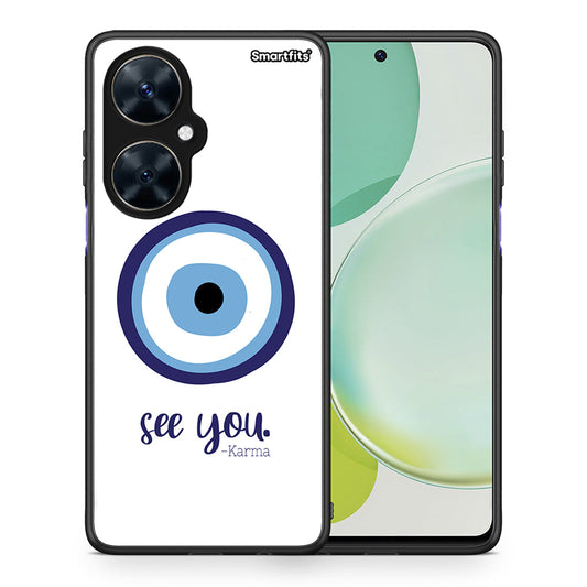 Θήκη Huawei Nova 11i Karma Says από τη Smartfits με σχέδιο στο πίσω μέρος και μαύρο περίβλημα | Huawei Nova 11i Karma Says case with colorful back and black bezels