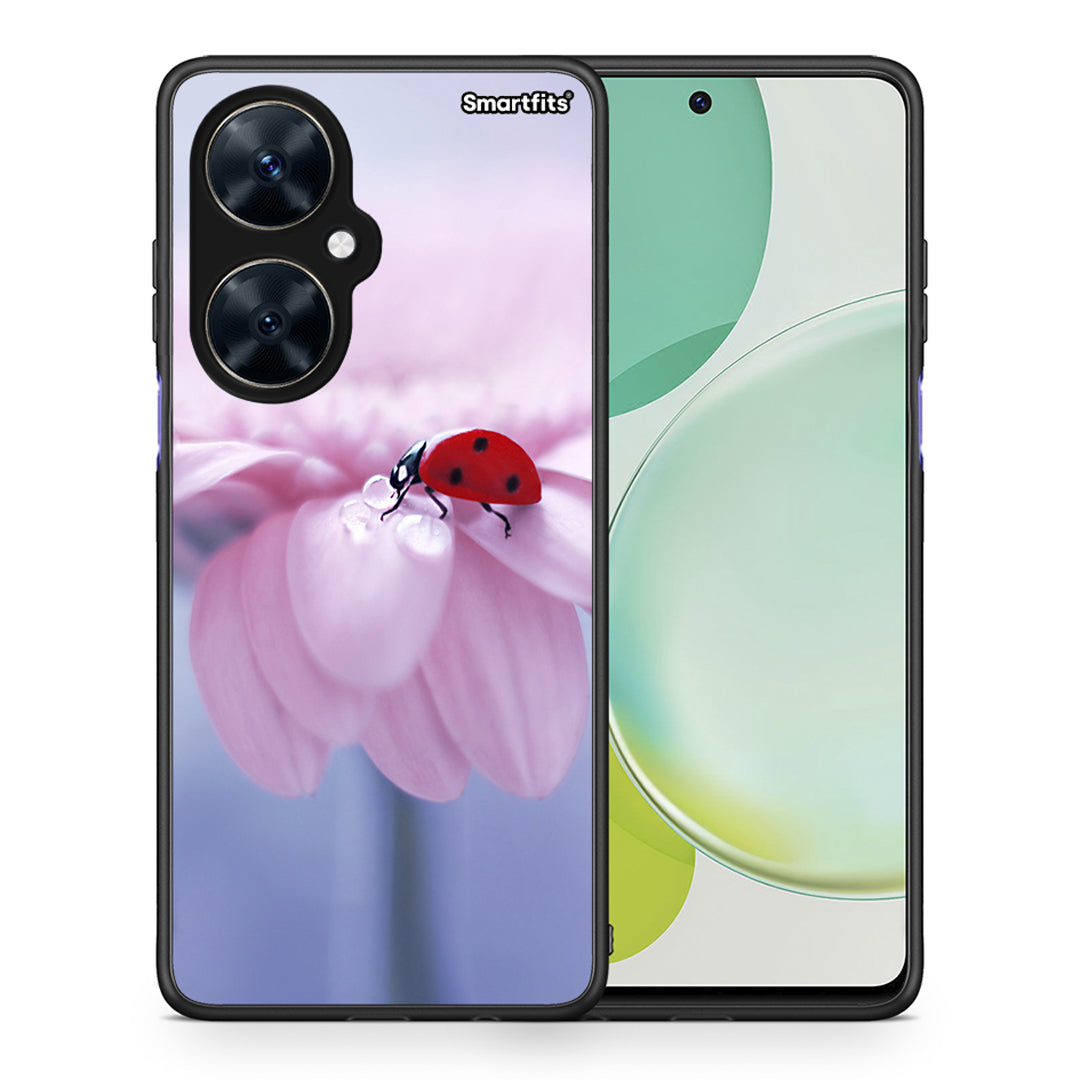 Θήκη Huawei Nova 11i Ladybug Flower από τη Smartfits με σχέδιο στο πίσω μέρος και μαύρο περίβλημα | Huawei Nova 11i Ladybug Flower case with colorful back and black bezels