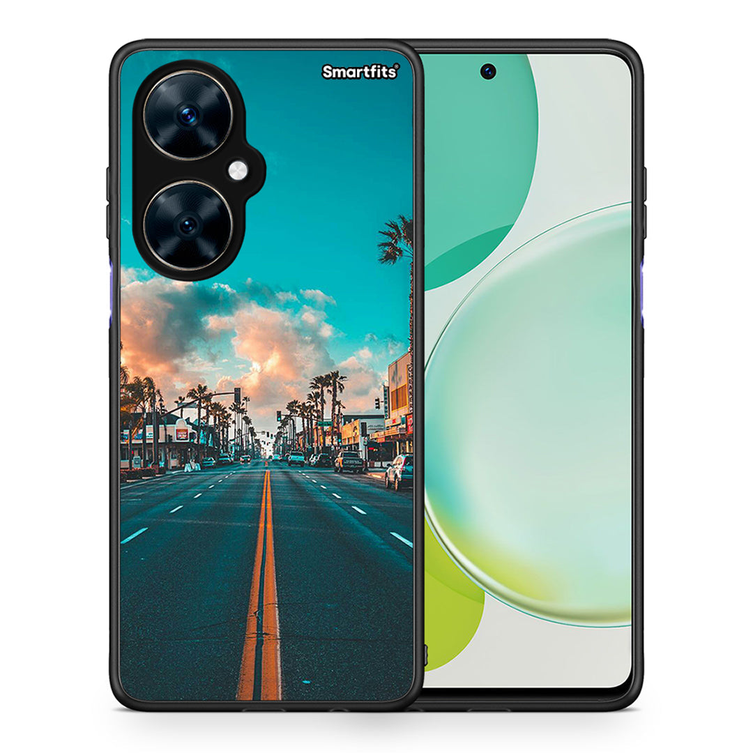 Θήκη Huawei Nova 11i City Landscape από τη Smartfits με σχέδιο στο πίσω μέρος και μαύρο περίβλημα | Huawei Nova 11i City Landscape case with colorful back and black bezels