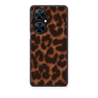 Θήκη Huawei Nova 11i Leopard Print Dark Brown από τη Smartfits με σχέδιο στο πίσω μέρος και μαύρο περίβλημα | Huawei Nova 11i Leopard Print Dark Brown case with colorful back and black bezels