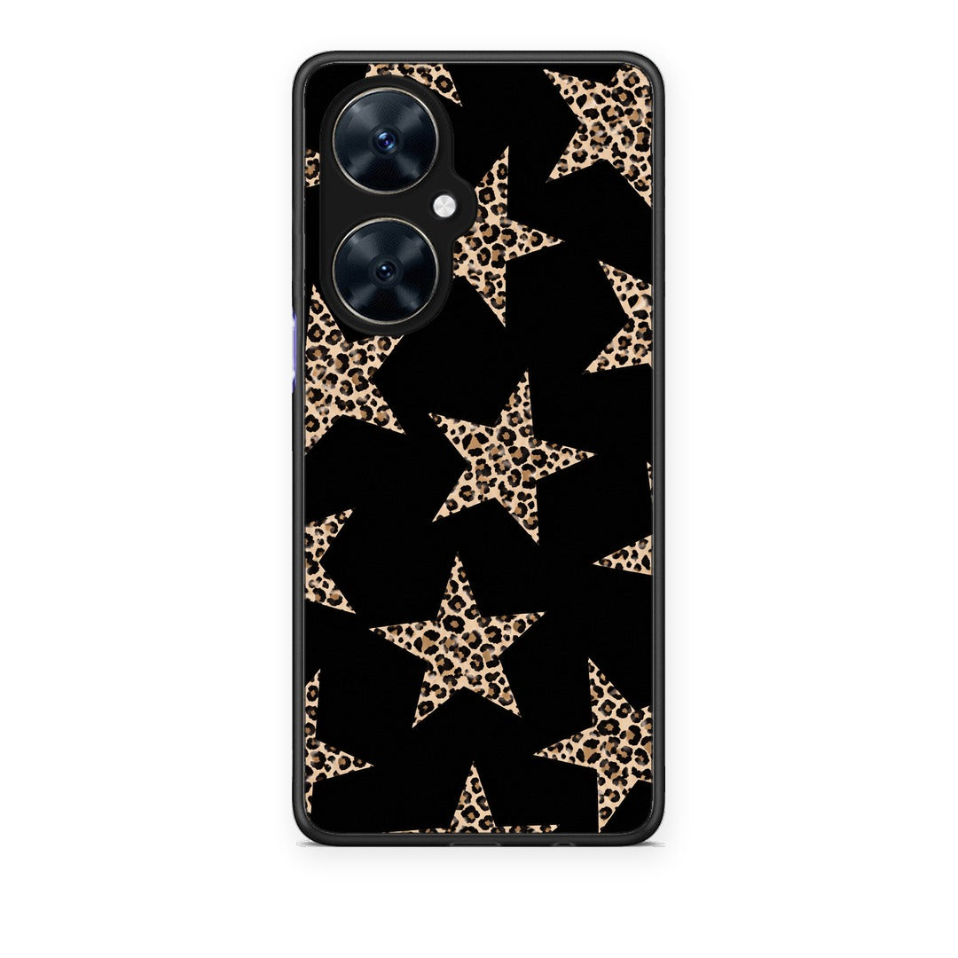 Θήκη Huawei Nova 11i Leopard Stars on Black από τη Smartfits με σχέδιο στο πίσω μέρος και μαύρο περίβλημα | Huawei Nova 11i Leopard Stars on Black case with colorful back and black bezels