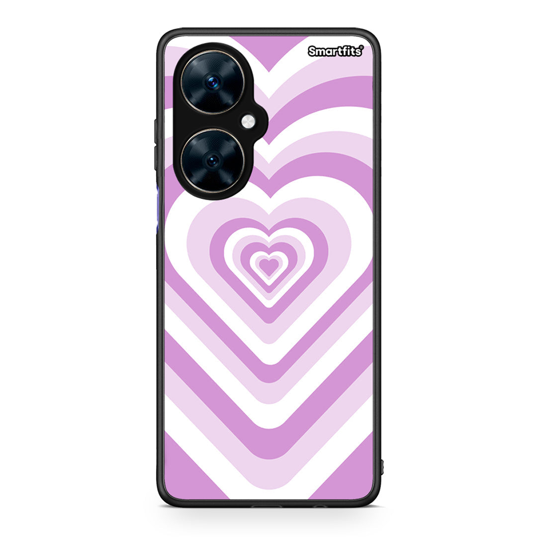 Huawei Nova 11i Lilac Hearts θήκη από τη Smartfits με σχέδιο στο πίσω μέρος και μαύρο περίβλημα | Smartphone case with colorful back and black bezels by Smartfits