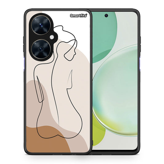 Θήκη Huawei Nova 11i LineArt Woman από τη Smartfits με σχέδιο στο πίσω μέρος και μαύρο περίβλημα | Huawei Nova 11i LineArt Woman case with colorful back and black bezels