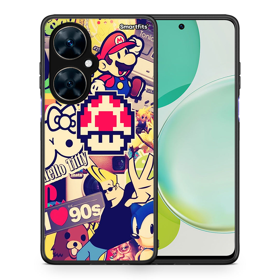 Θήκη Huawei Nova 11i Love The 90s από τη Smartfits με σχέδιο στο πίσω μέρος και μαύρο περίβλημα | Huawei Nova 11i Love The 90s case with colorful back and black bezels