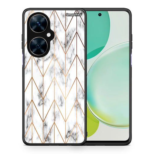 Θήκη Huawei Nova 11i Gold Geometric Marble από τη Smartfits με σχέδιο στο πίσω μέρος και μαύρο περίβλημα | Huawei Nova 11i Gold Geometric Marble case with colorful back and black bezels