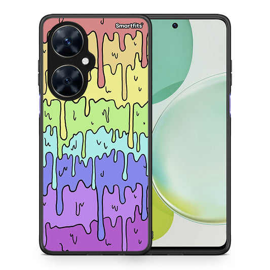 Θήκη Huawei Nova 11i Melting Rainbow από τη Smartfits με σχέδιο στο πίσω μέρος και μαύρο περίβλημα | Huawei Nova 11i Melting Rainbow case with colorful back and black bezels