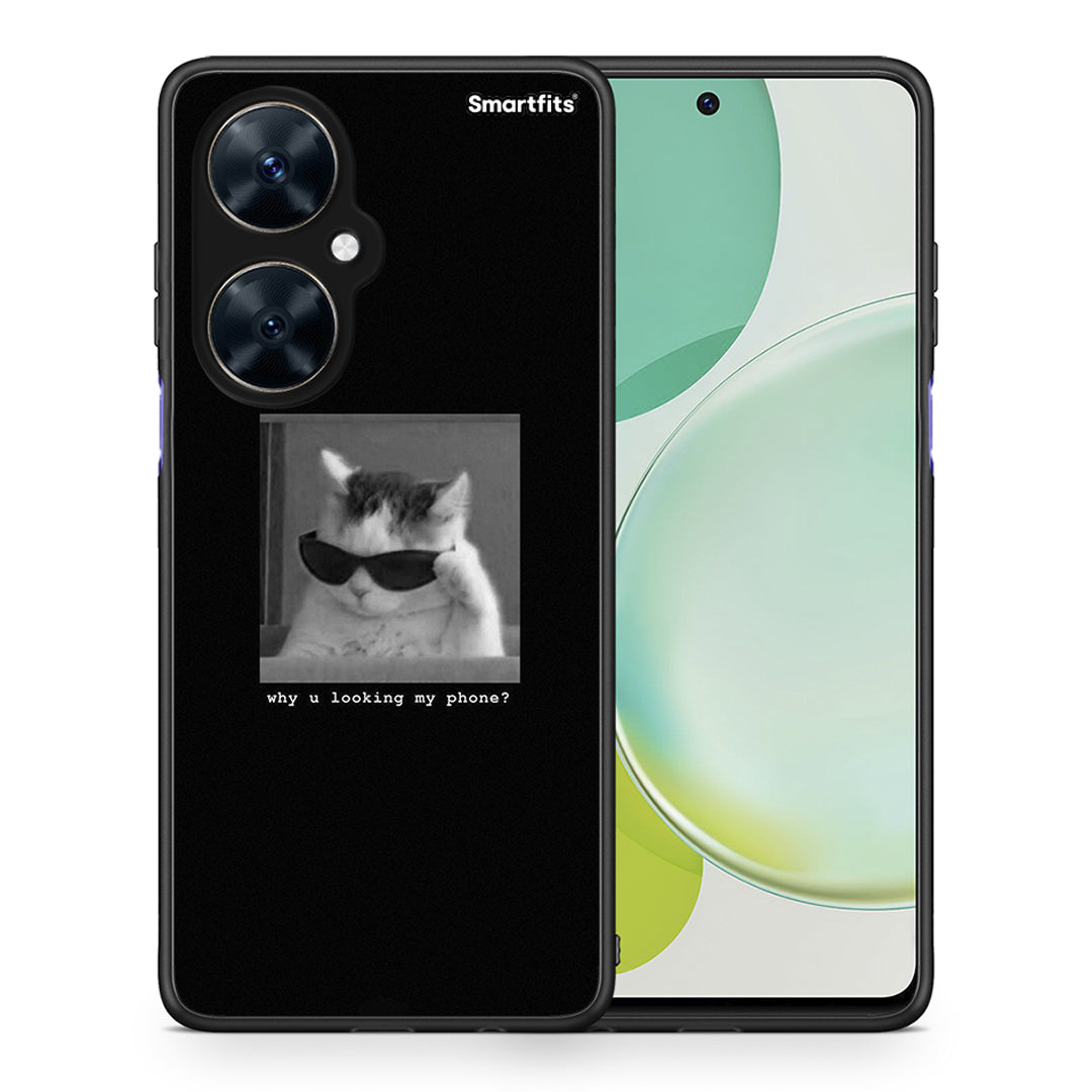 Θήκη Huawei Nova 11i Meme Cat από τη Smartfits με σχέδιο στο πίσω μέρος και μαύρο περίβλημα | Huawei Nova 11i Meme Cat case with colorful back and black bezels