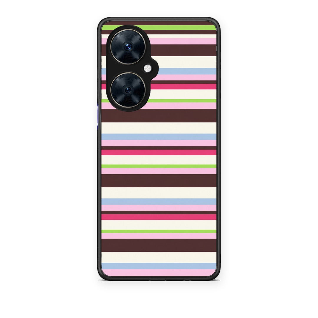 Θήκη Huawei Nova 11i Multicolour Horizontal Stripes από τη Smartfits με σχέδιο στο πίσω μέρος και μαύρο περίβλημα | Huawei Nova 11i Multicolour Horizontal Stripes case with colorful back and black bezels