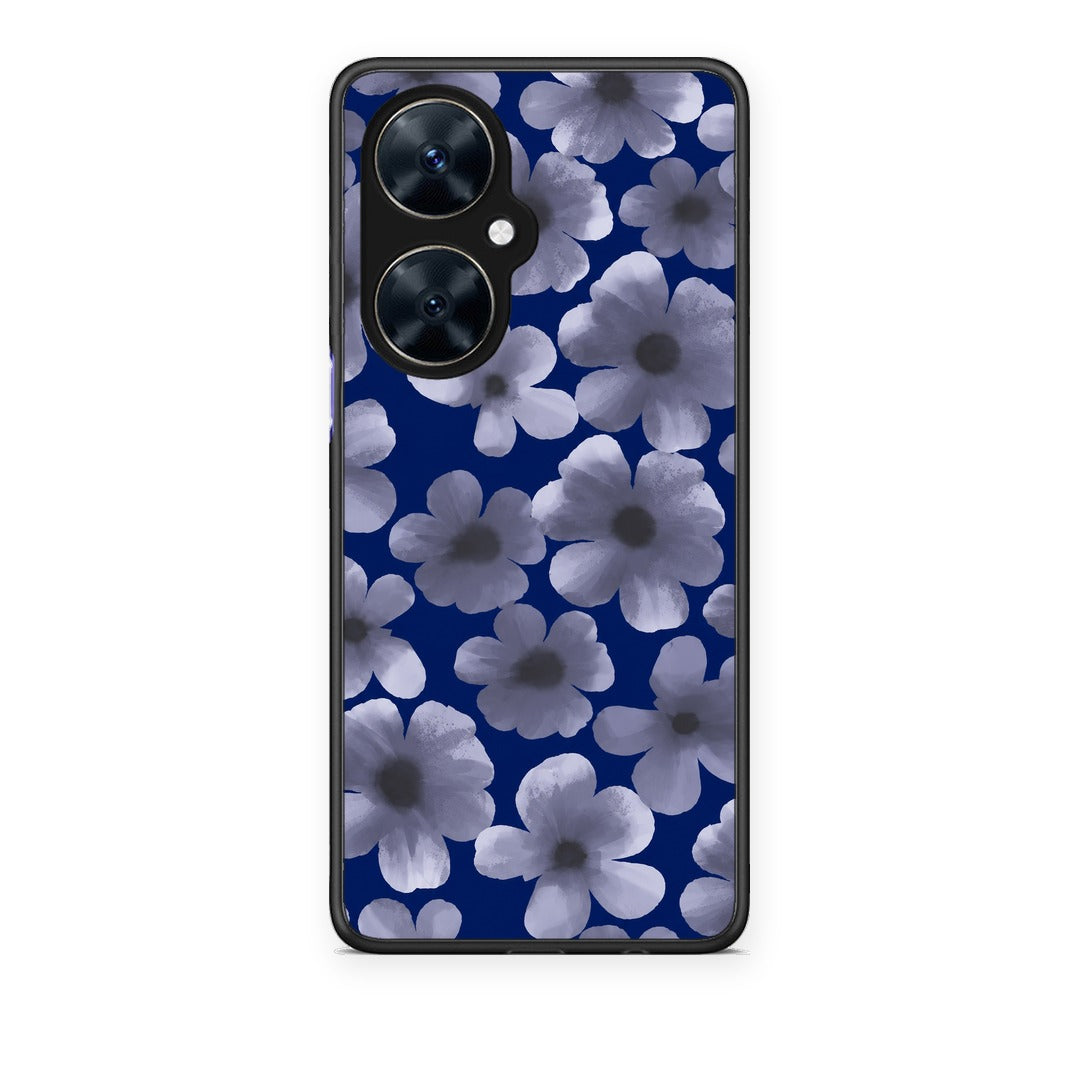 Θήκη Huawei Nova 11i Pale Blue Flowers on Navy από τη Smartfits με σχέδιο στο πίσω μέρος και μαύρο περίβλημα | Huawei Nova 11i Pale Blue Flowers on Navy case with colorful back and black bezels