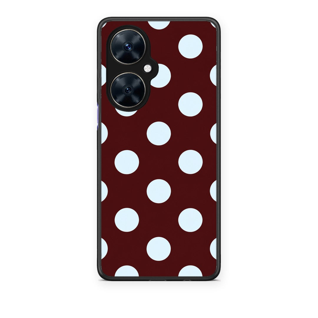 Θήκη Huawei Nova 11i Pale Blue Large Polka Dots on Burgundy από τη Smartfits με σχέδιο στο πίσω μέρος και μαύρο περίβλημα | Huawei Nova 11i Pale Blue Large Polka Dots on Burgundy case with colorful back and black bezels