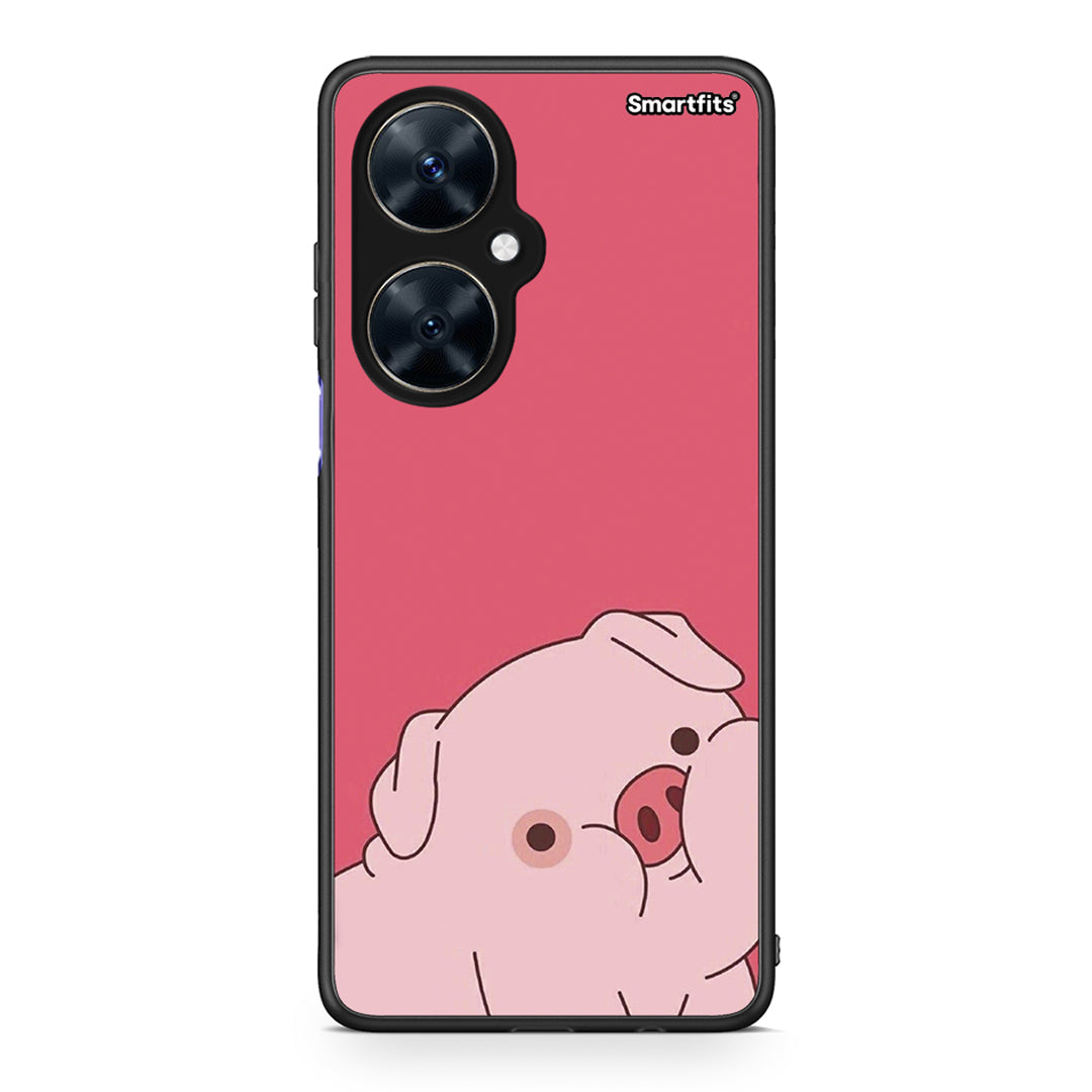 Huawei Nova 11i Pig Love 1 Θήκη Αγίου Βαλεντίνου από τη Smartfits με σχέδιο στο πίσω μέρος και μαύρο περίβλημα | Smartphone case with colorful back and black bezels by Smartfits