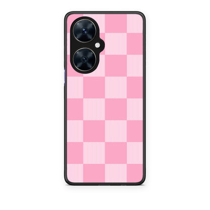 Θήκη Huawei Nova 11i Pink and White Striped Checks από τη Smartfits με σχέδιο στο πίσω μέρος και μαύρο περίβλημα | Huawei Nova 11i Pink and White Striped Checks case with colorful back and black bezels