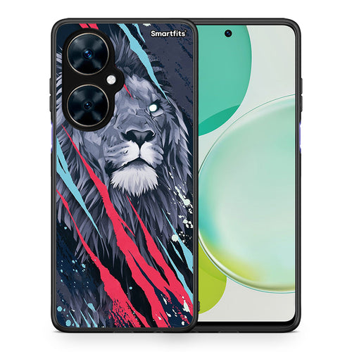 Θήκη Huawei Nova 11i Lion Designer PopArt από τη Smartfits με σχέδιο στο πίσω μέρος και μαύρο περίβλημα | Huawei Nova 11i Lion Designer PopArt case with colorful back and black bezels