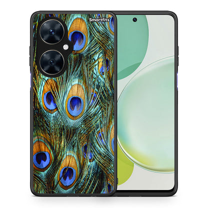 Θήκη Huawei Nova 11i Real Peacock Feathers από τη Smartfits με σχέδιο στο πίσω μέρος και μαύρο περίβλημα | Huawei Nova 11i Real Peacock Feathers case with colorful back and black bezels