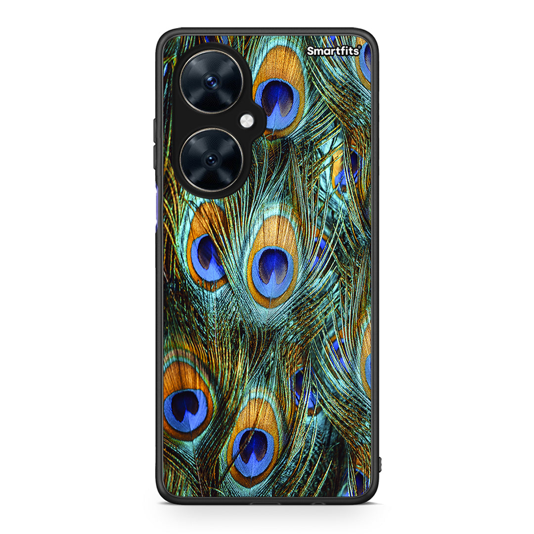 Huawei Nova 11i Real Peacock Feathers θήκη από τη Smartfits με σχέδιο στο πίσω μέρος και μαύρο περίβλημα | Smartphone case with colorful back and black bezels by Smartfits