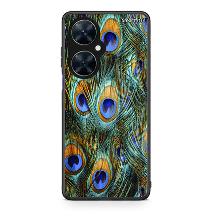 Huawei Nova 11i Real Peacock Feathers θήκη από τη Smartfits με σχέδιο στο πίσω μέρος και μαύρο περίβλημα | Smartphone case with colorful back and black bezels by Smartfits