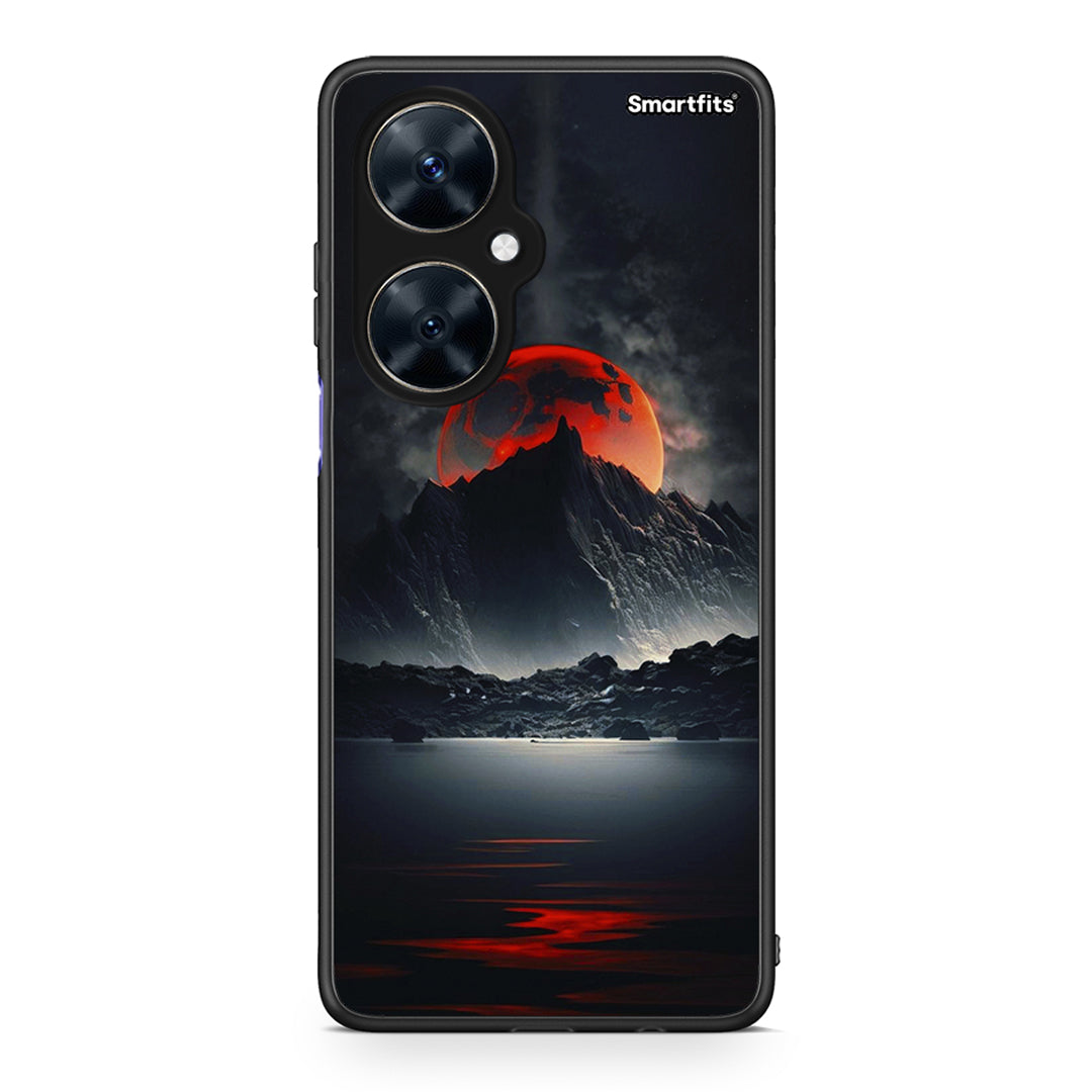 Huawei Nova 11i Red Full Moon θήκη από τη Smartfits με σχέδιο στο πίσω μέρος και μαύρο περίβλημα | Smartphone case with colorful back and black bezels by Smartfits