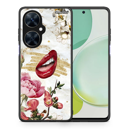 Θήκη Huawei Nova 11i Red Lips από τη Smartfits με σχέδιο στο πίσω μέρος και μαύρο περίβλημα | Huawei Nova 11i Red Lips case with colorful back and black bezels
