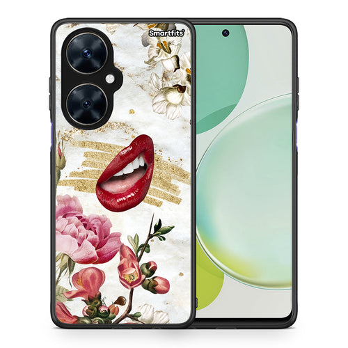 Θήκη Huawei Nova 11i Red Lips από τη Smartfits με σχέδιο στο πίσω μέρος και μαύρο περίβλημα | Huawei Nova 11i Red Lips case with colorful back and black bezels