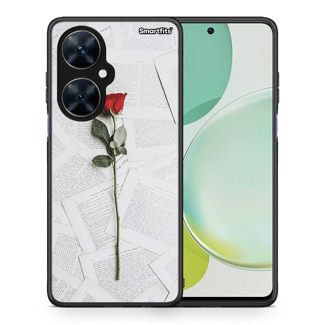 Θήκη Huawei Nova 11i Red Rose από τη Smartfits με σχέδιο στο πίσω μέρος και μαύρο περίβλημα | Huawei Nova 11i Red Rose case with colorful back and black bezels