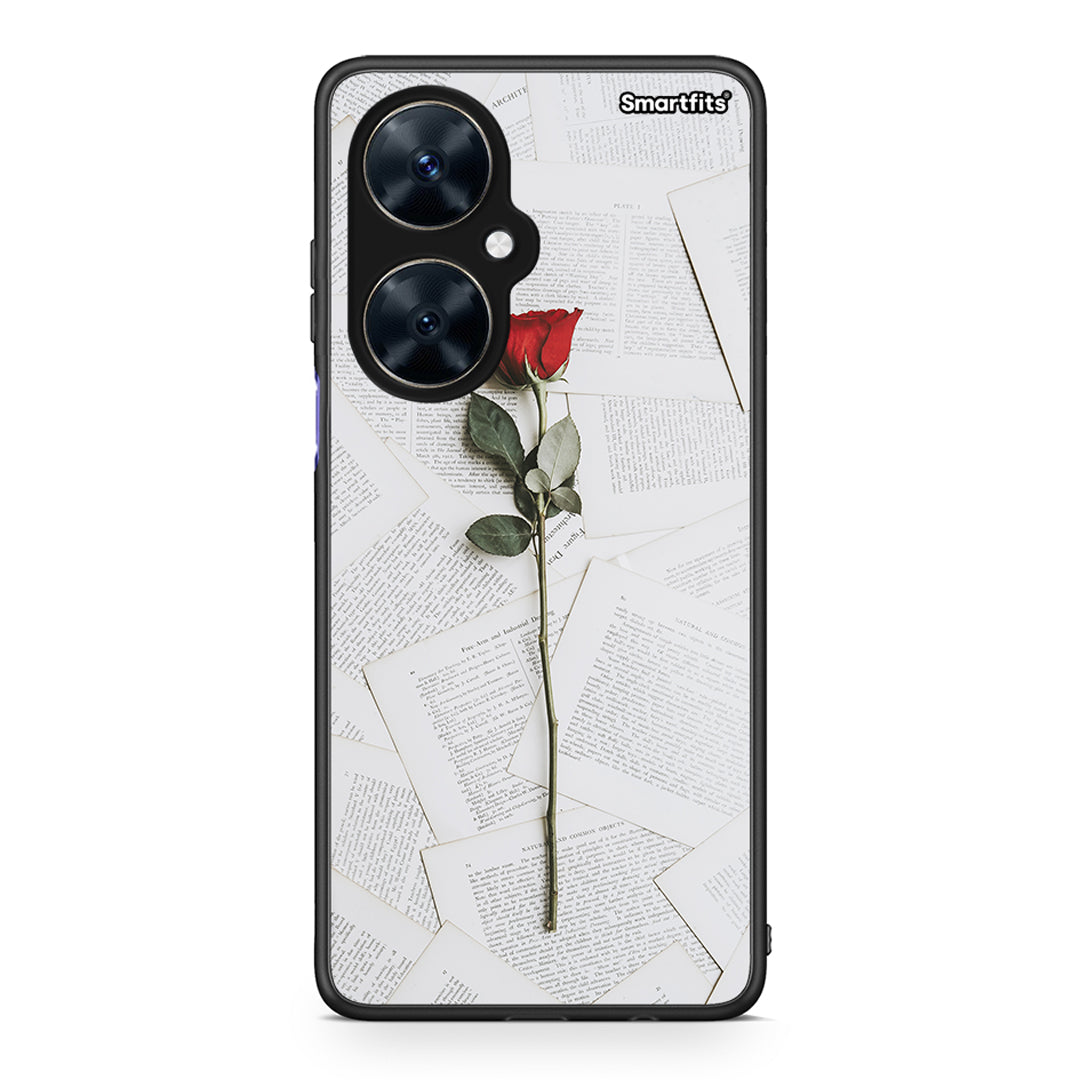 Huawei Nova 11i Red Rose θήκη από τη Smartfits με σχέδιο στο πίσω μέρος και μαύρο περίβλημα | Smartphone case with colorful back and black bezels by Smartfits