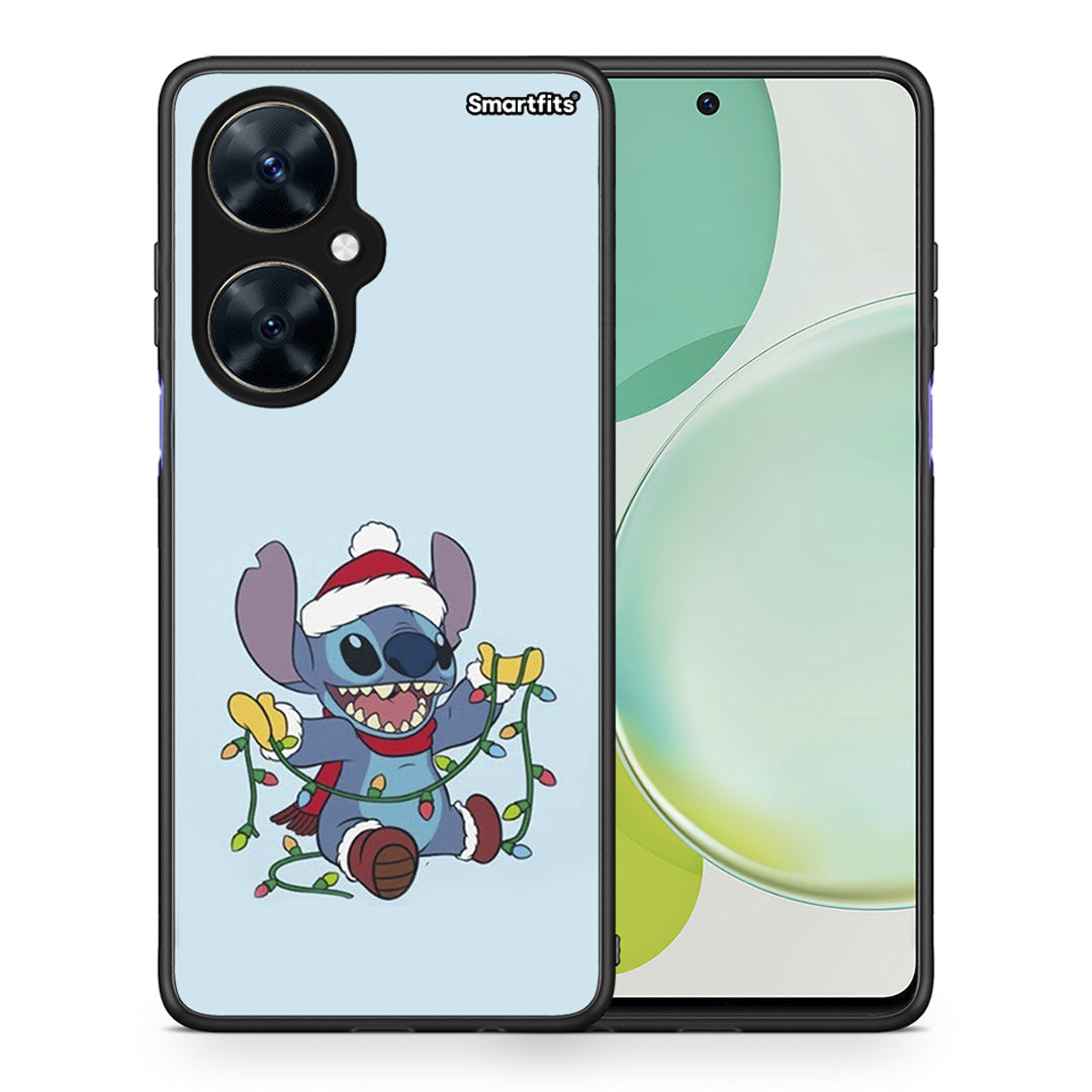 Θήκη Huawei Nova 11i Santa Stich από τη Smartfits με σχέδιο στο πίσω μέρος και μαύρο περίβλημα | Huawei Nova 11i Santa Stich case with colorful back and black bezels