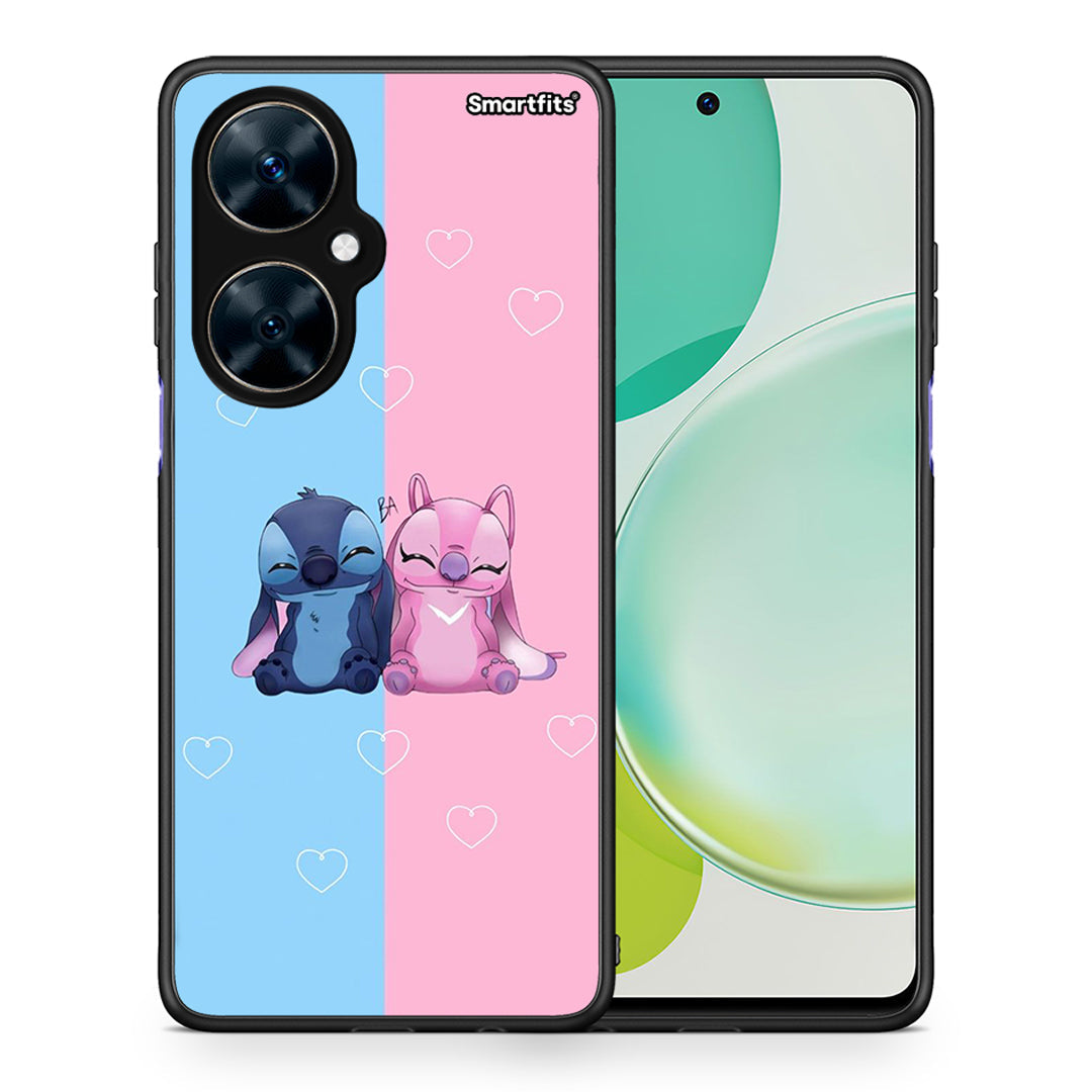 Θήκη Huawei Nova 11i Stitch And Angel από τη Smartfits με σχέδιο στο πίσω μέρος και μαύρο περίβλημα | Huawei Nova 11i Stitch And Angel case with colorful back and black bezels