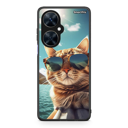 Huawei Nova 11i Summer Cat θήκη από τη Smartfits με σχέδιο στο πίσω μέρος και μαύρο περίβλημα | Smartphone case with colorful back and black bezels by Smartfits