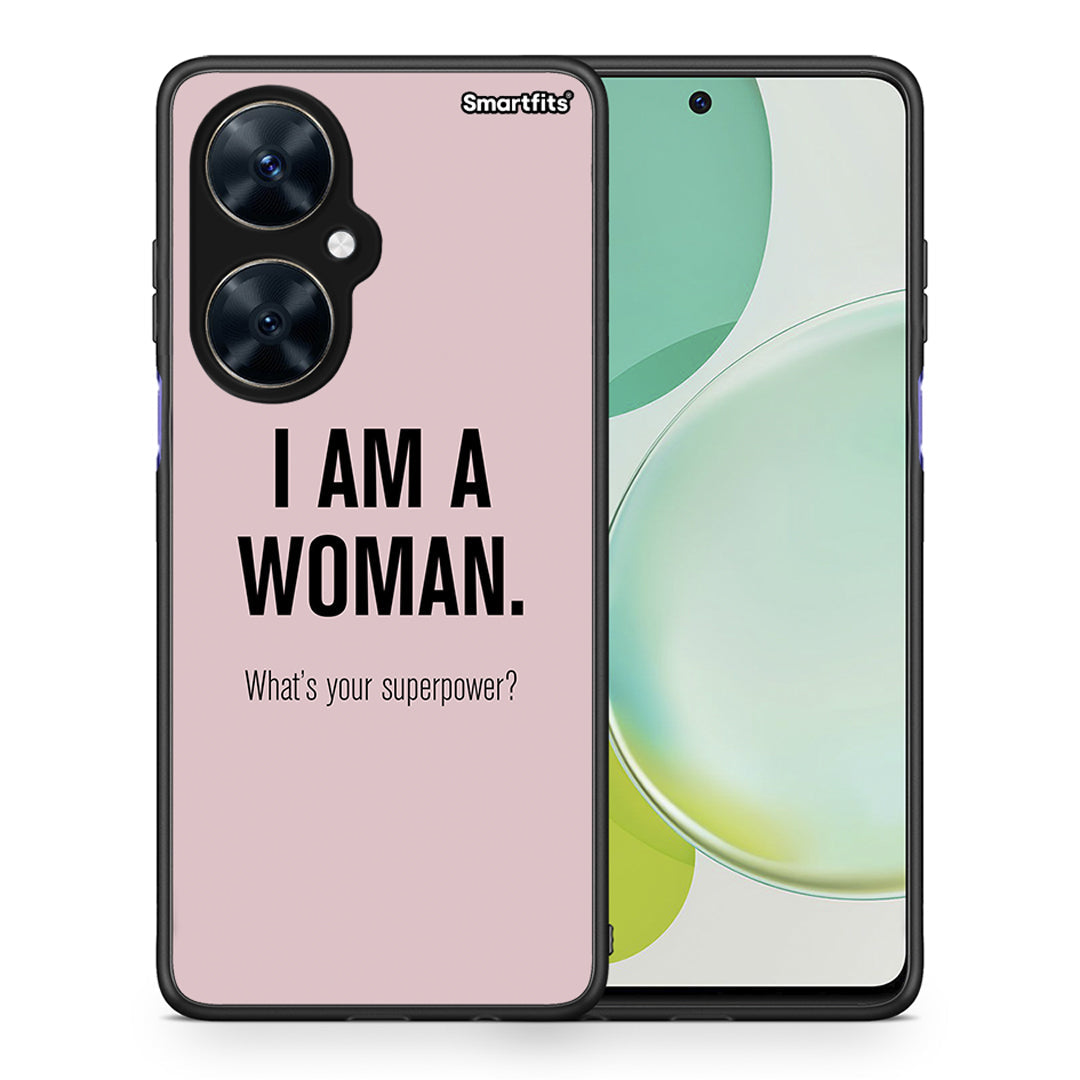 Θήκη Huawei Nova 11i Superpower Woman από τη Smartfits με σχέδιο στο πίσω μέρος και μαύρο περίβλημα | Huawei Nova 11i Superpower Woman case with colorful back and black bezels