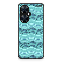 Thumbnail for Huawei Nova 11i Swimming Dolphins θήκη από τη Smartfits με σχέδιο στο πίσω μέρος και μαύρο περίβλημα | Smartphone case with colorful back and black bezels by Smartfits