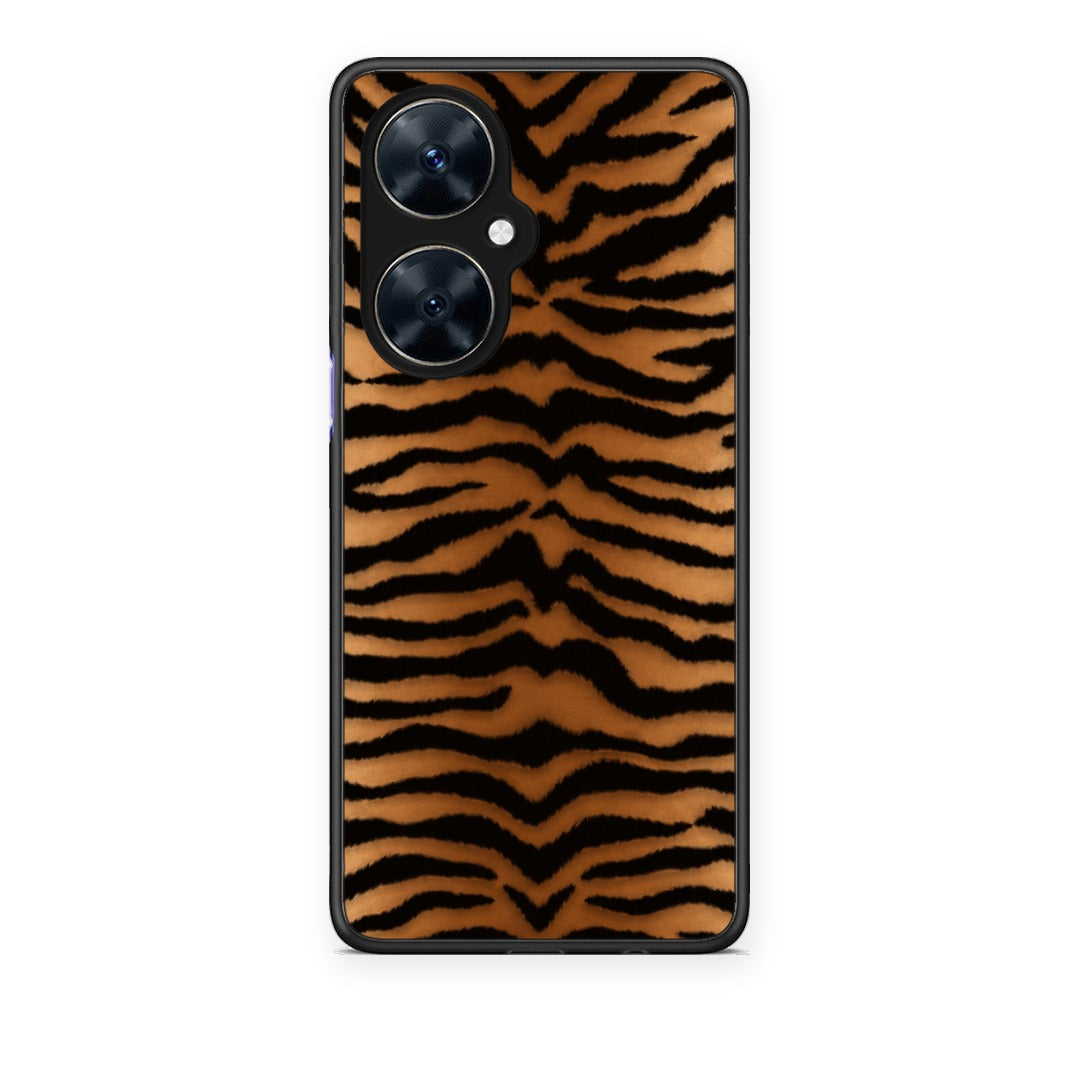 Θήκη Huawei Nova 11i Tiger Print Orange and Black από τη Smartfits με σχέδιο στο πίσω μέρος και μαύρο περίβλημα | Huawei Nova 11i Tiger Print Orange and Black case with colorful back and black bezels