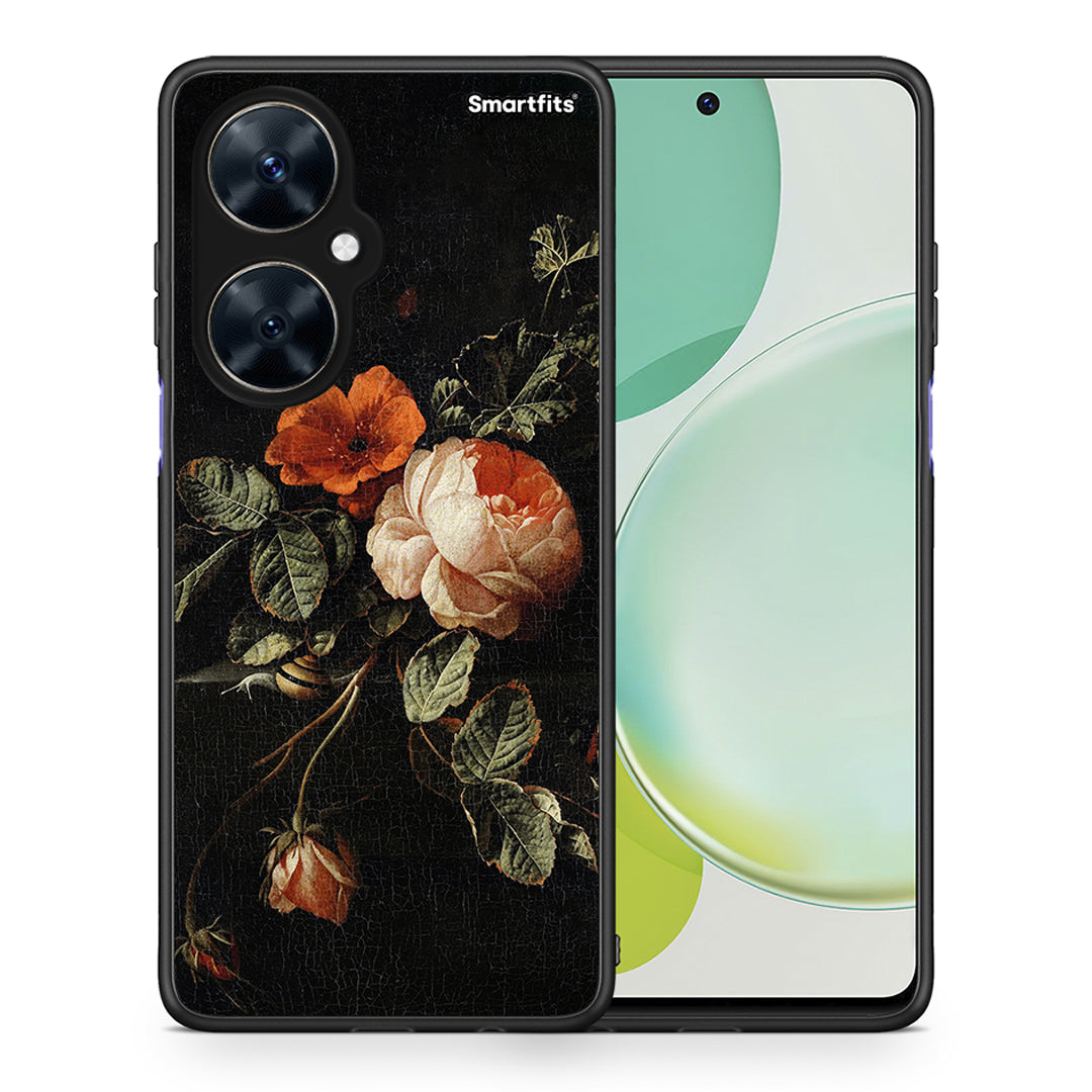 Θήκη Huawei Nova 11i Vintage Roses από τη Smartfits με σχέδιο στο πίσω μέρος και μαύρο περίβλημα | Huawei Nova 11i Vintage Roses case with colorful back and black bezels