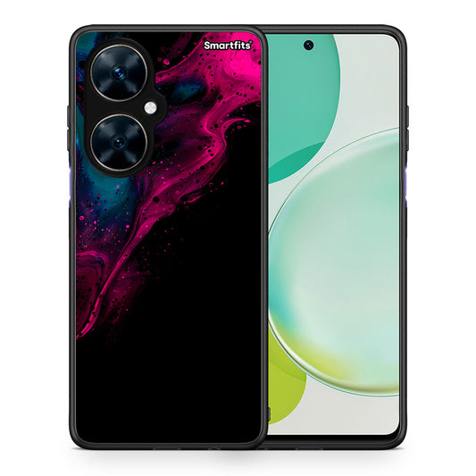 Θήκη Huawei Nova 11i Pink Black Watercolor από τη Smartfits με σχέδιο στο πίσω μέρος και μαύρο περίβλημα | Huawei Nova 11i Pink Black Watercolor case with colorful back and black bezels