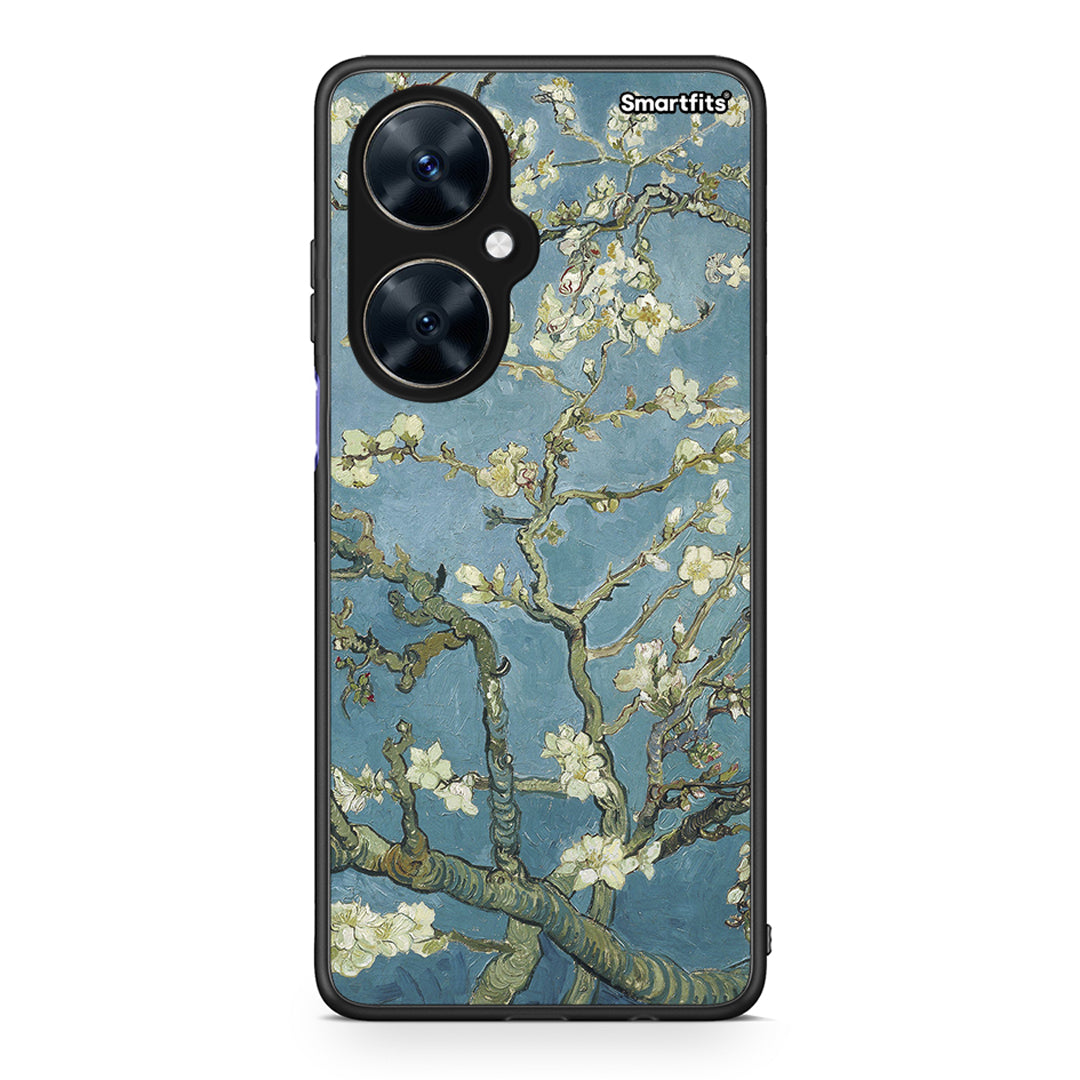 Huawei Nova 11i White Blossoms θήκη από τη Smartfits με σχέδιο στο πίσω μέρος και μαύρο περίβλημα | Smartphone case with colorful back and black bezels by Smartfits